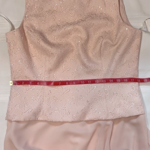 David’s Bridal Sequined Brocade Bodice Mock Two Piece Shell Pink Dress NWT Sz 14 - Picture 9 of 14